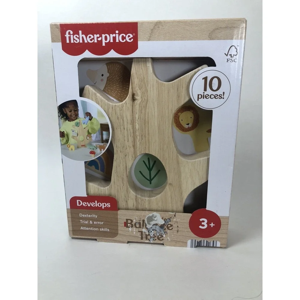 Fisher-Price Wooden Balance‎ Tree Toddler Toy 10pc Coordination NEW